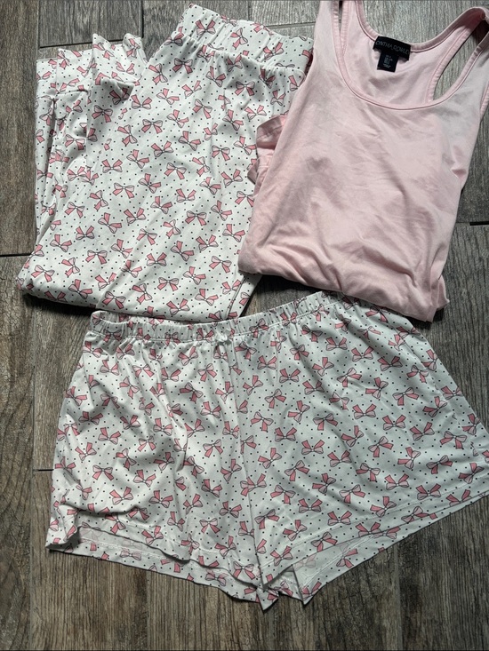 Cynthia Rowley Other - Cynthia Rowley Pink Racerback Tank with White Bow-Print Pajama Shorts & Pants